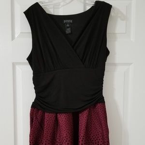 Size 14 Party Dress Black and Maroon Polka Dots